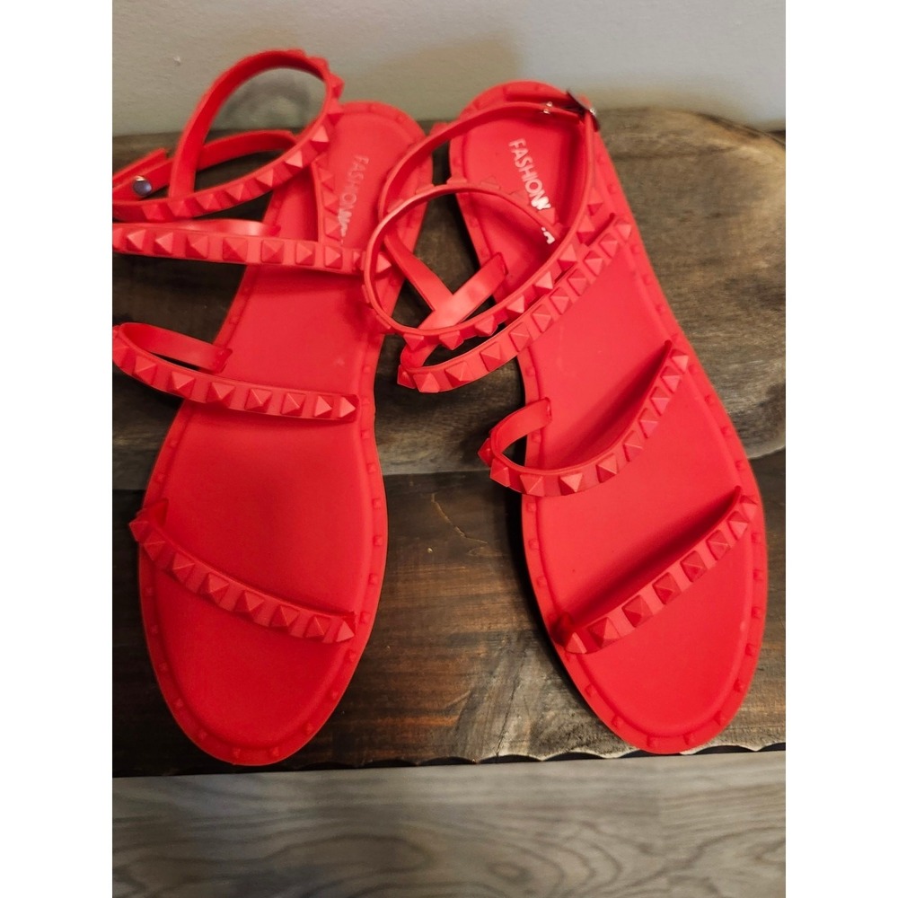 Fashion Nova Time‎ to Grind Studded Jelly Sandals - Size 10 - Picture 2 of 6